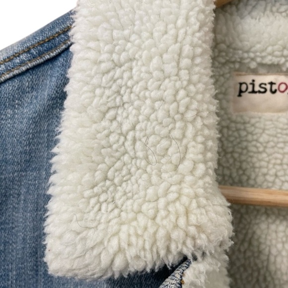 Pistola Madison Fleece Sherpa Lined Denim Trucker Jean Jacket, Light Blue,Size S - Picture 8 of 12